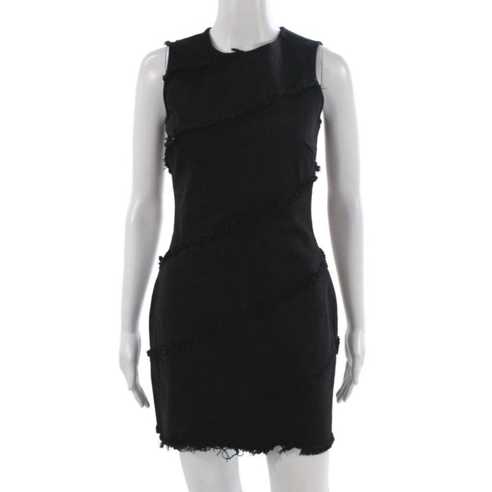 Alexander Wang Women Mini Black Cotton Sleeveless Crew Neck Dress Zip Size 0